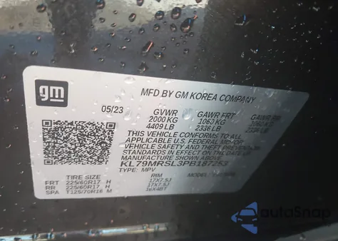 2023 Chevrolet Trailblazer Awd Lt from USA, damaged, VIN KL79MRSL3PB187253